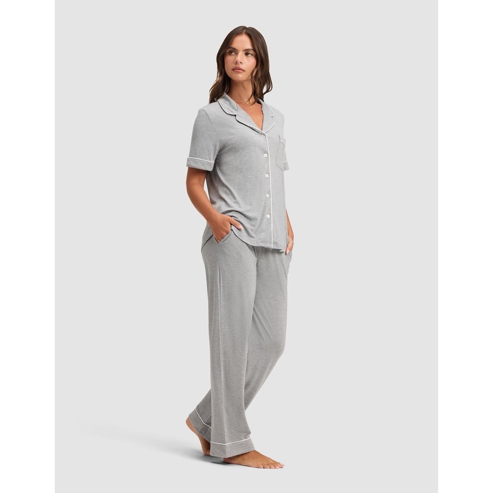 NIB COZY EARTH Women's Bamboo Stretch-Knit Short Sleeve Pajama Set Gray XXL